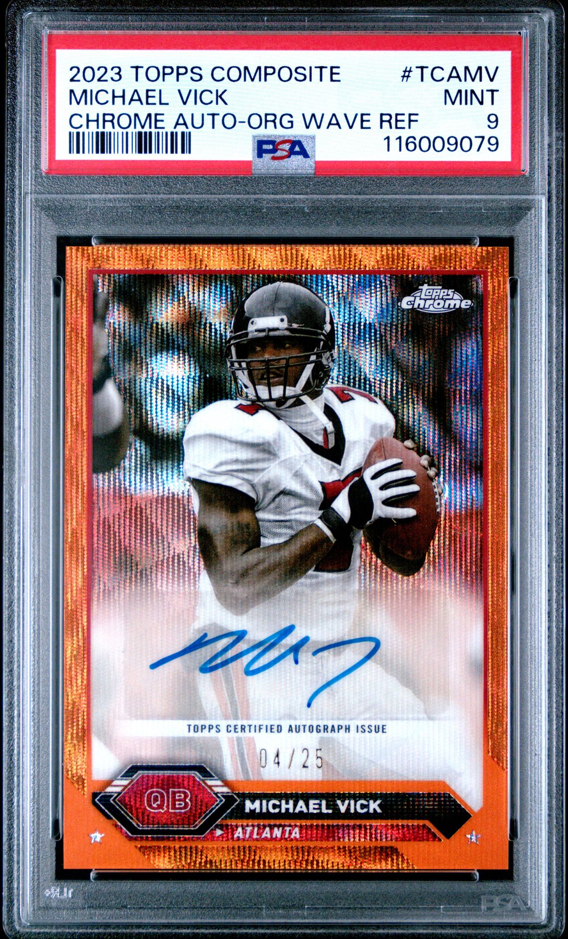 2023 Topps Composite Topps Chrome Autographs Michael Vick #Tcamv (Chrome Auto-Org Wave Ref) Mint 9 front