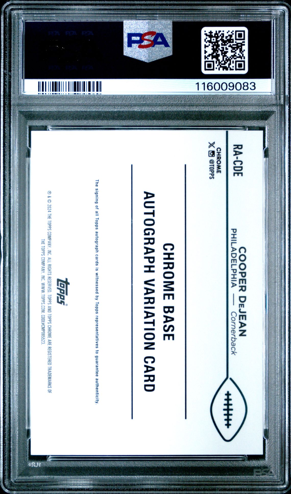 2024 Topps Chrome Rookie Autographs Variations Cooper Dejean #Racde Mint 9 back