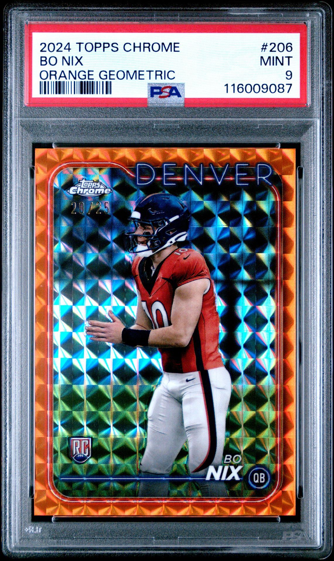 2024 Topps Chrome Bo Nix #206 (Orange Geometric) Mint 9 front