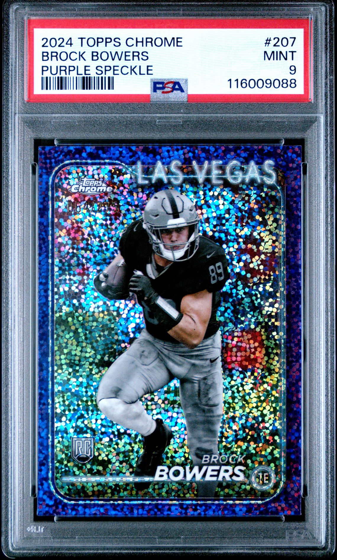 2024 Topps Chrome Brock Bowers #207 (Purple Speckle) Mint 9 front