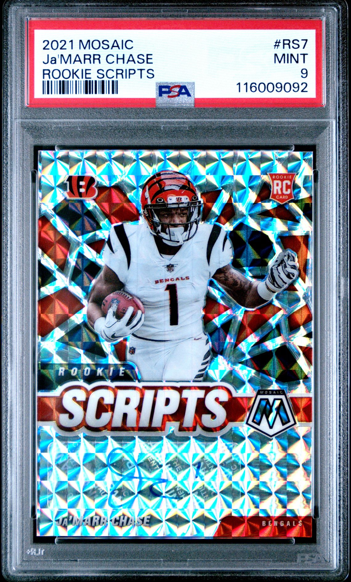 2021 Panini Mosaic Rookie Scripts Ja'marr Chase #Rs7 Mint 9 front