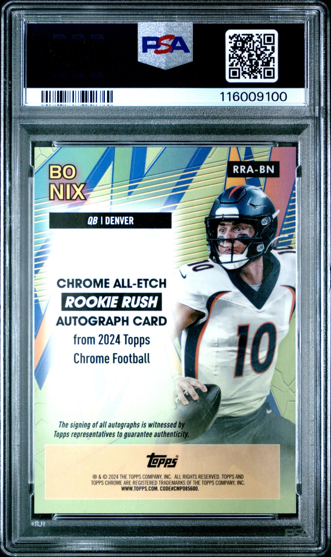 2024 Topps Chrome Chrome All-Etch Rookie Rush Autographs Bo Nix #Rrabn Mint 9 back