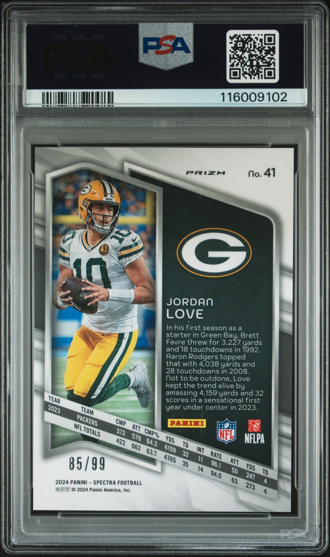 2024 Panini Spectra Jordan Love #41 (Celestial) Mint 9 back