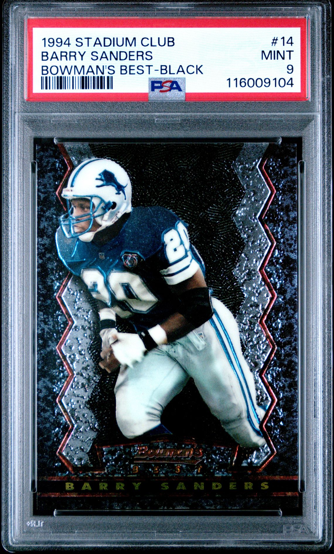 1994 Stadium Club Bowman's Best Barry Sanders #14 (Bowman's Best-Black) Mint 9 front