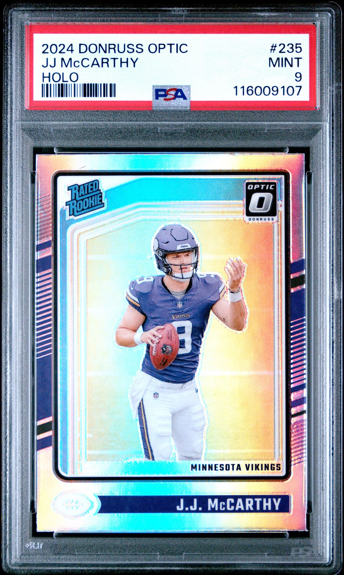 2024 Panini Donruss Optic Jj Mccarthy #235 (Holo) Mint 9 front