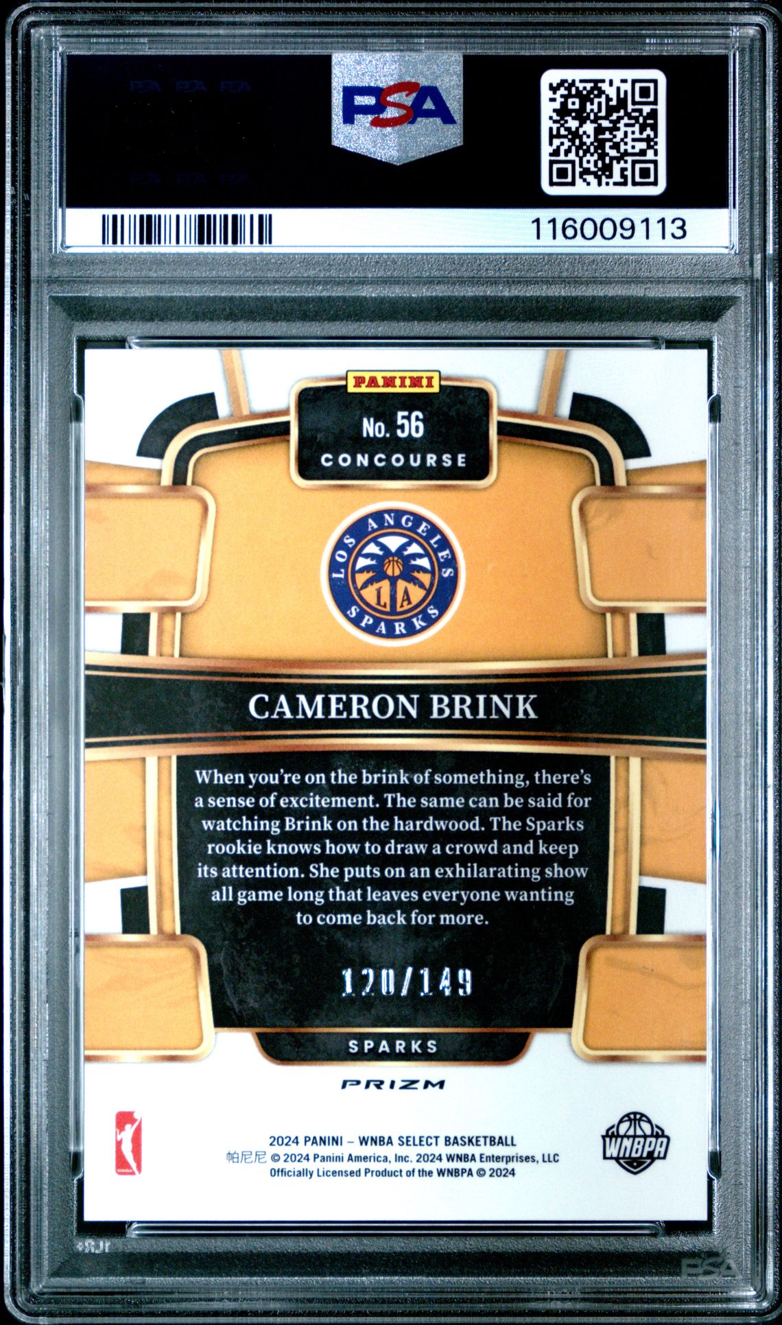 2024 Panini Select Wnba Cameron Brink #56 (Red Prizm) Nm-Mt 8 back