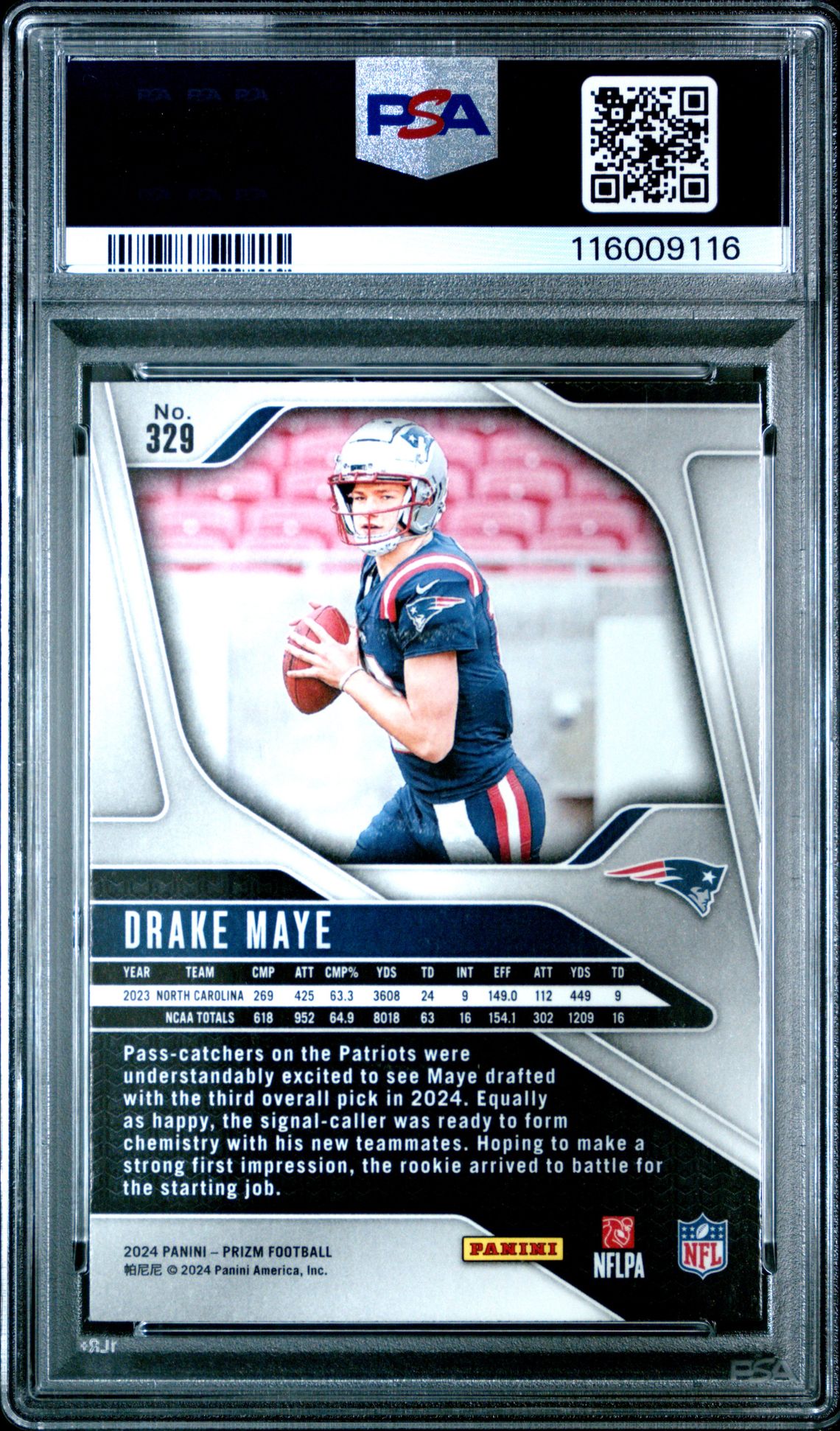 2024 Panini Prizm Drake Maye #329 Mint 9 back