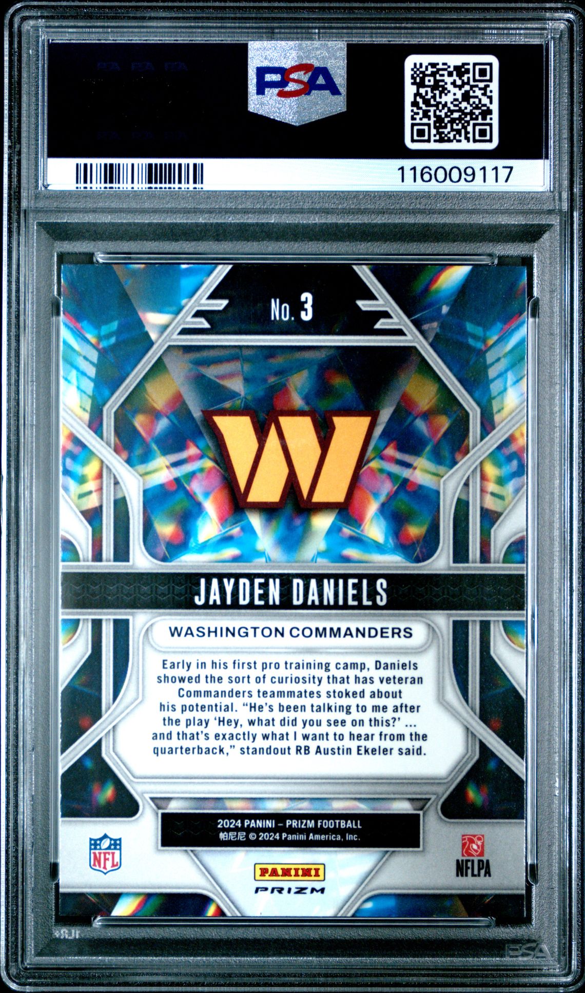 2024 Panini Prizm Prizmatic Jayden Daniels #3 (Prizmatic-Green Wave) Mint 9 back