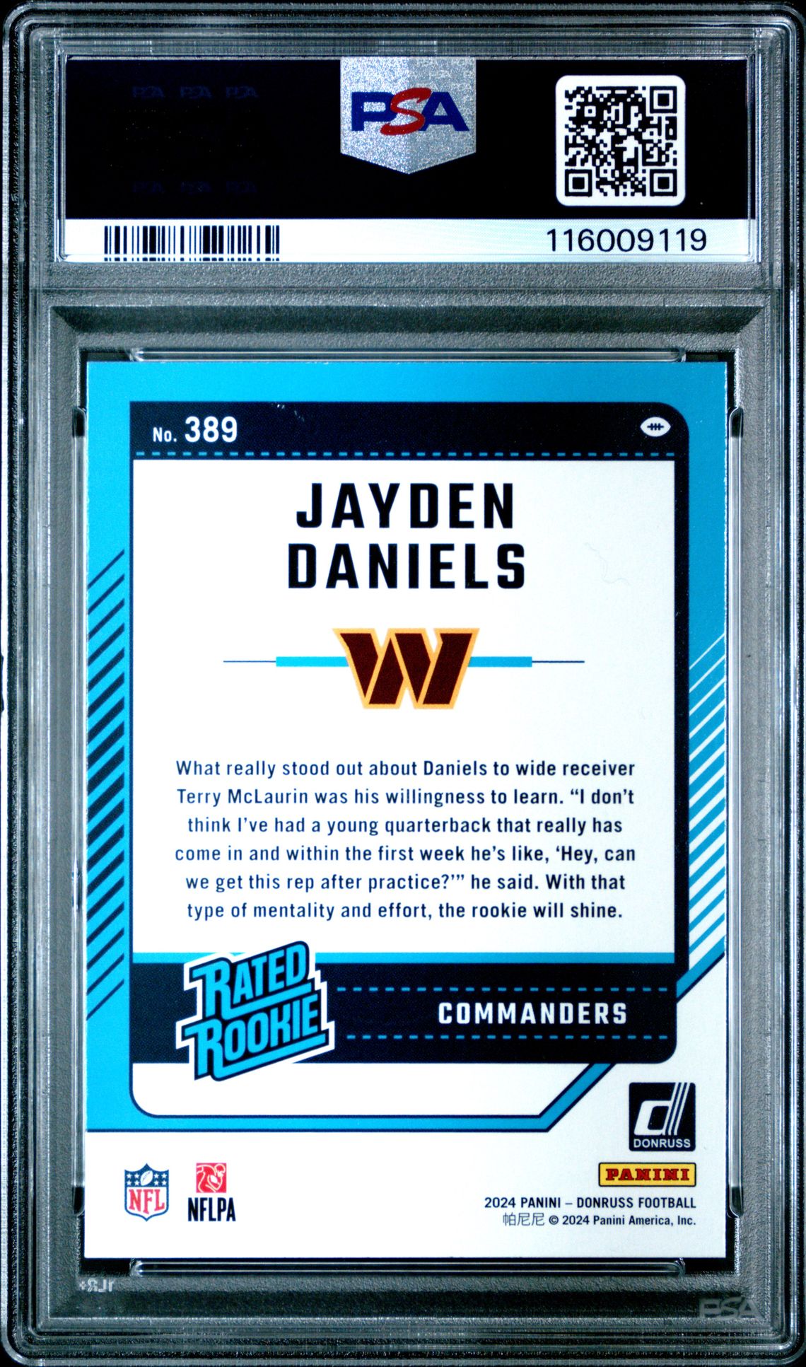 2024 Panini Donruss Jayden Daniels #389 Mint 9 back