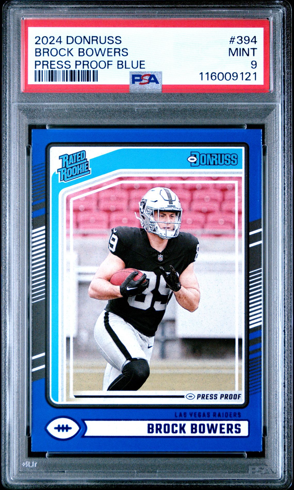 2024 Panini Donruss Brock Bowers #394 (Press Proof Blue) Mint 9 front