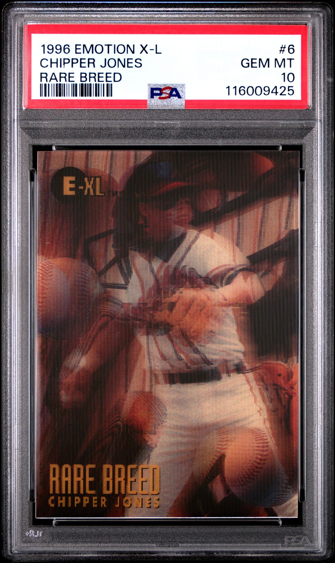 1996 SkyBox E-MOTION XL RARE BREED #6 Chipper Jones front
