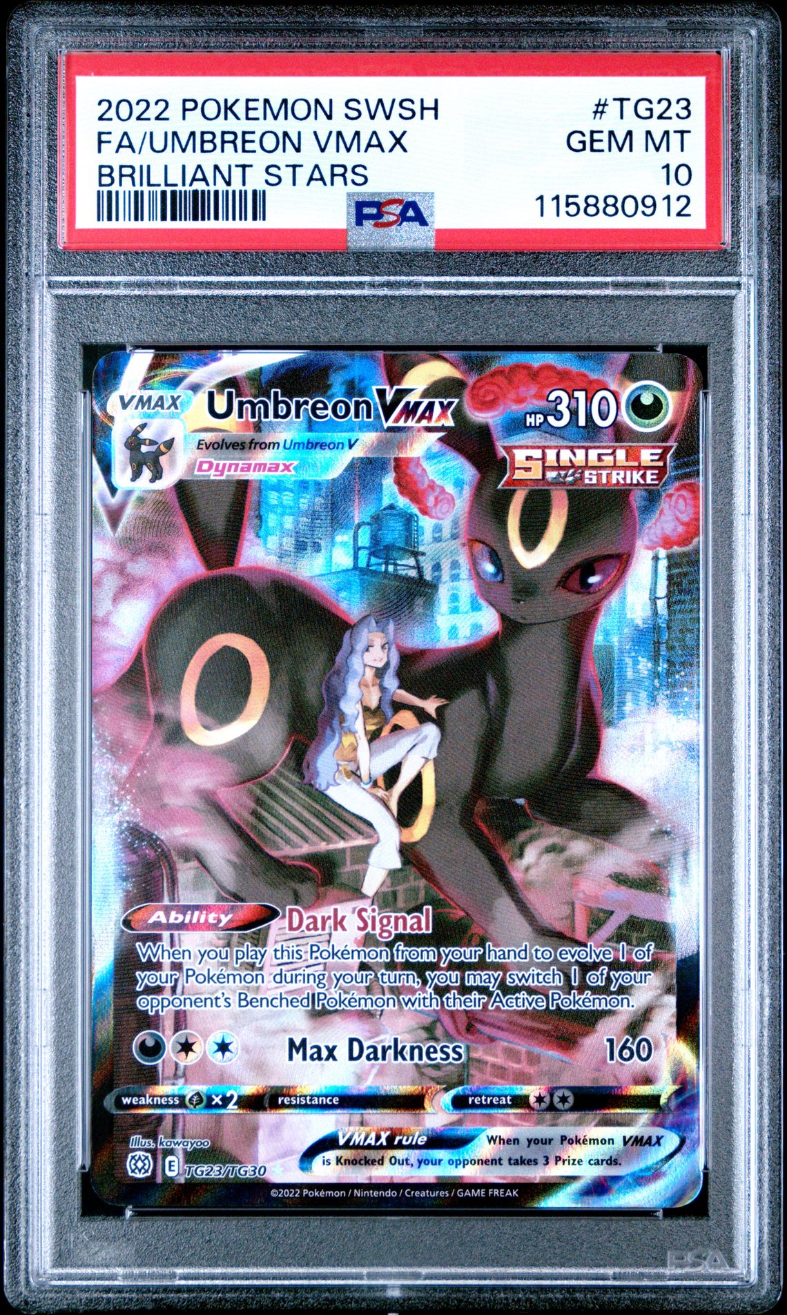 2022 Pokemon Sword & Shield Brilliant Stars Fa/Umbreon Vmax #Tg23 (Brilliant Stars) Gem Mt 10 front