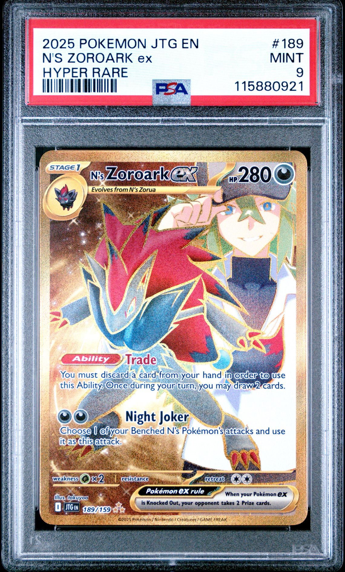 2025 Pokemon Jtg En-Journey Together N's Zoroark Ex #189 (Hyper Rare) Mint 9 front