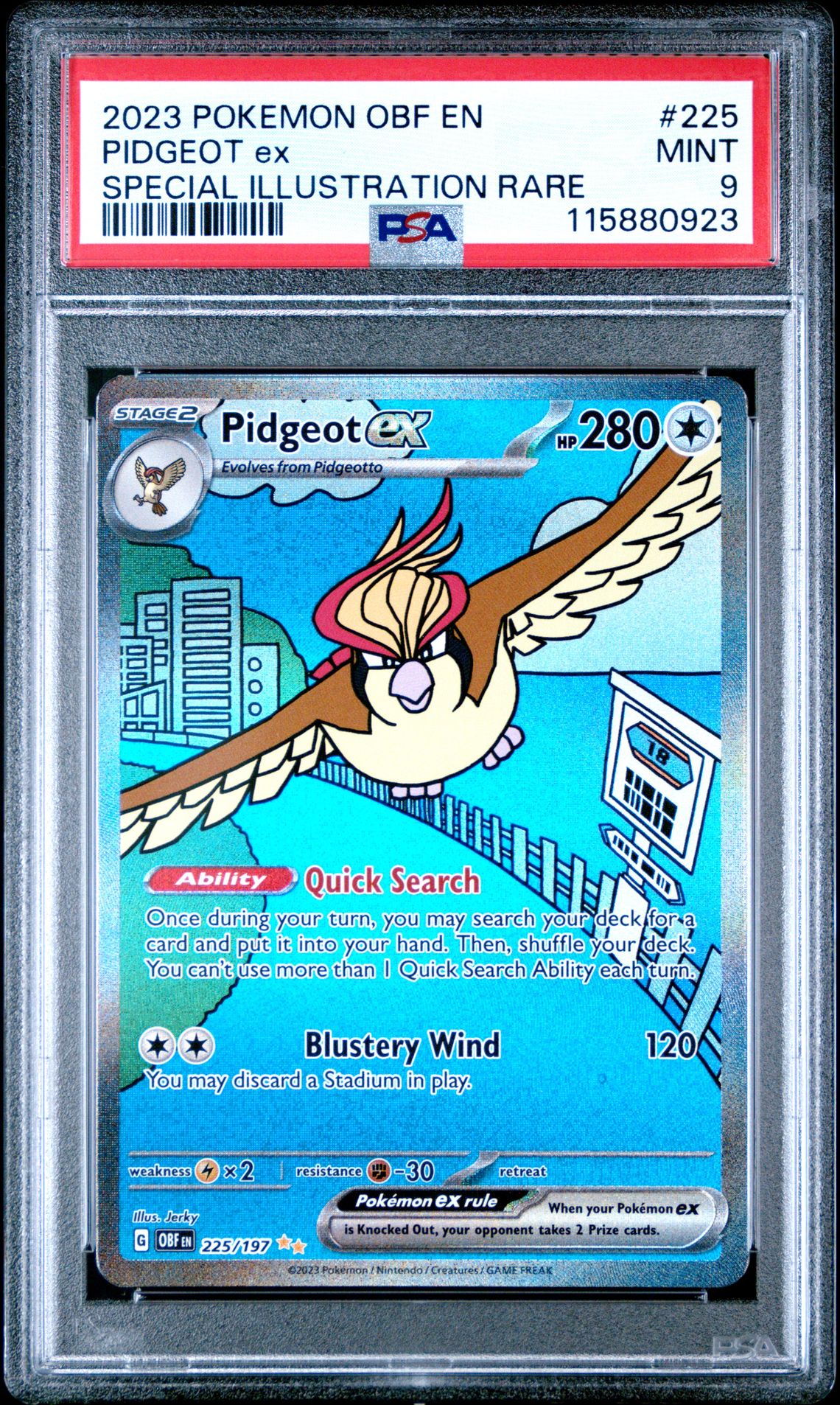 2023 Pokemon Obf En-Obsidian Flames Pidgeot Ex #225 (Special Illustration Rare) Mint 9 front