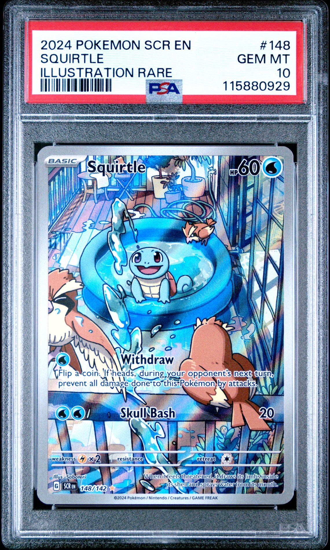 2024 Pokemon Scr En-Stellar Crown Squirtle #148 (Illustration Rare) Gem Mt 10 front