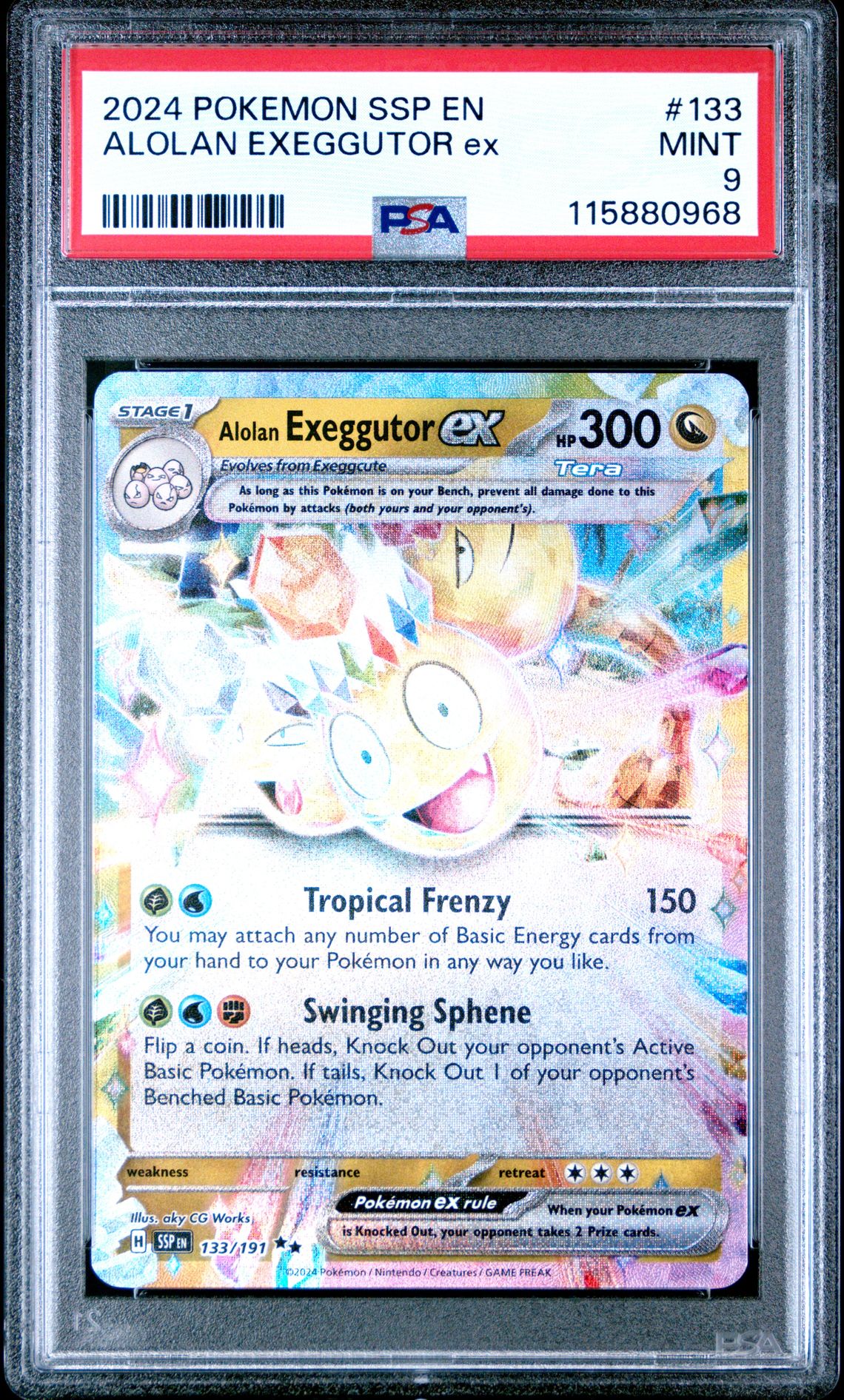 2024 Pokemon Ssp En-Surging Sparks Alolan Exeggutor Ex #133 Mint 9 front