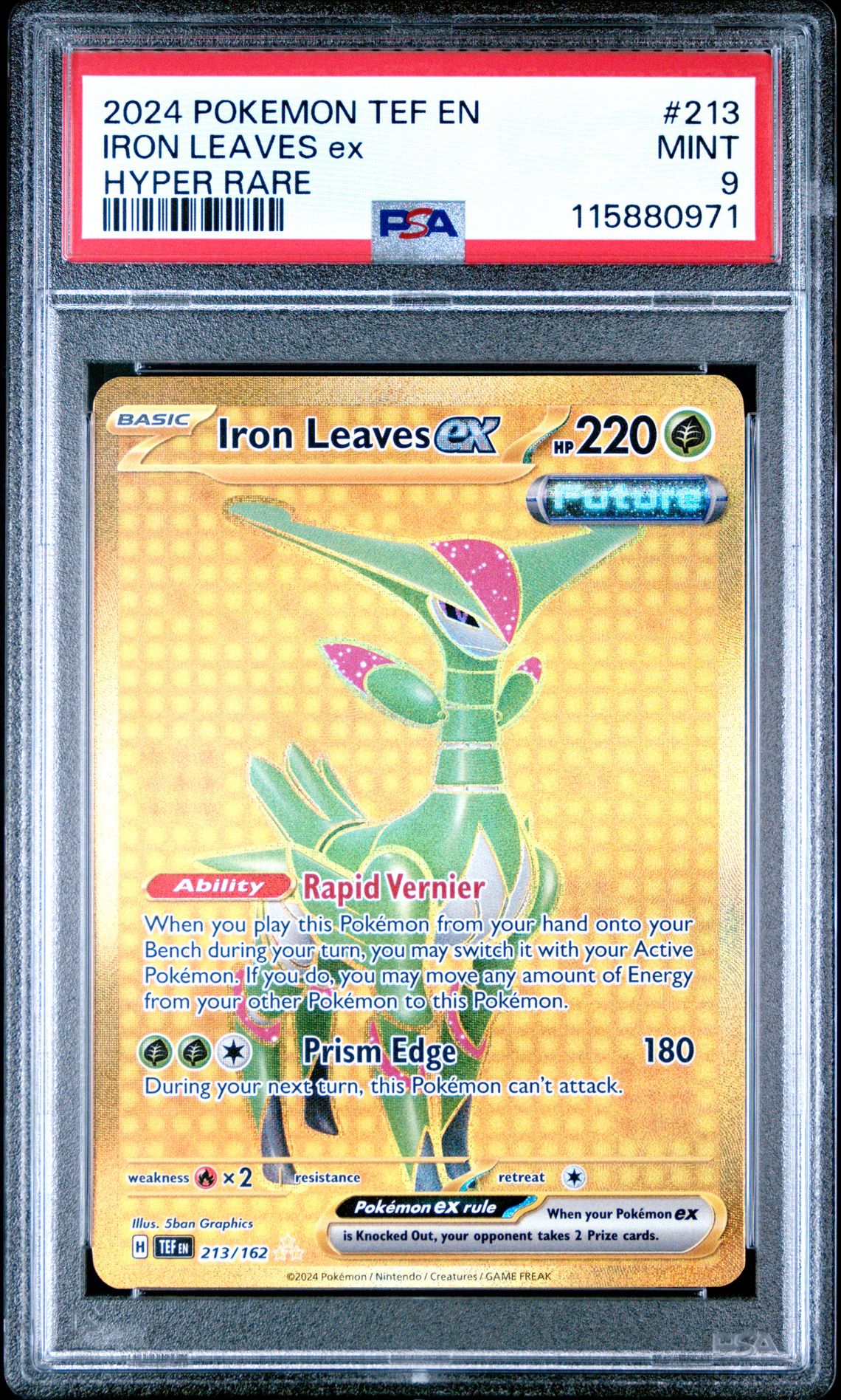 2024 Pokemon Tef En-Temporal Forces Iron Leaves Ex #213 (Hyper Rare) Mint 9 front