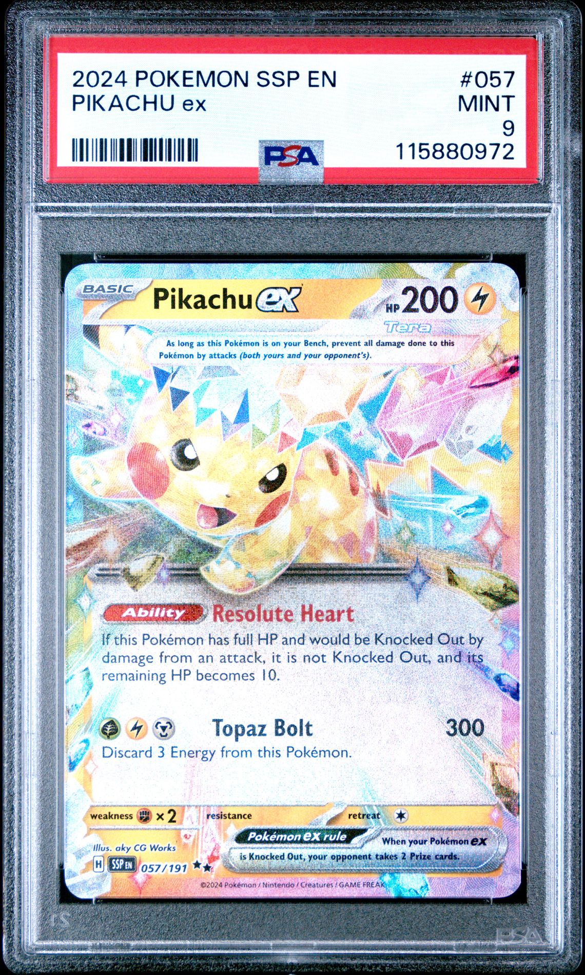 2024 Pokemon Ssp En-Surging Sparks Pikachu Ex #057 Mint 9 front