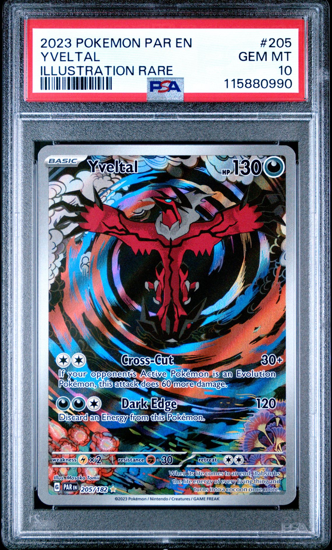 2023 Pokemon Par En-Paradox Rift Yveltal #205 (Illustration Rare) Gem Mt 10 front