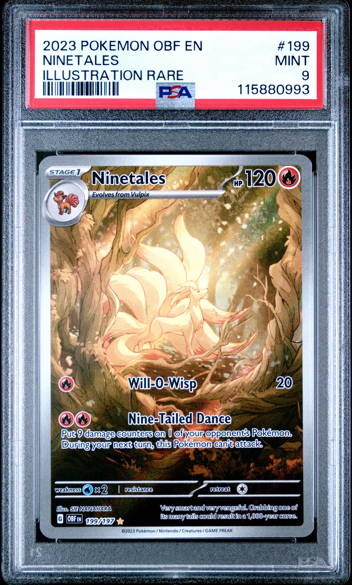 2023 Pokemon Obf En-Obsidian Flames Ninetales #199 (Illustration Rare) Mint 9 front