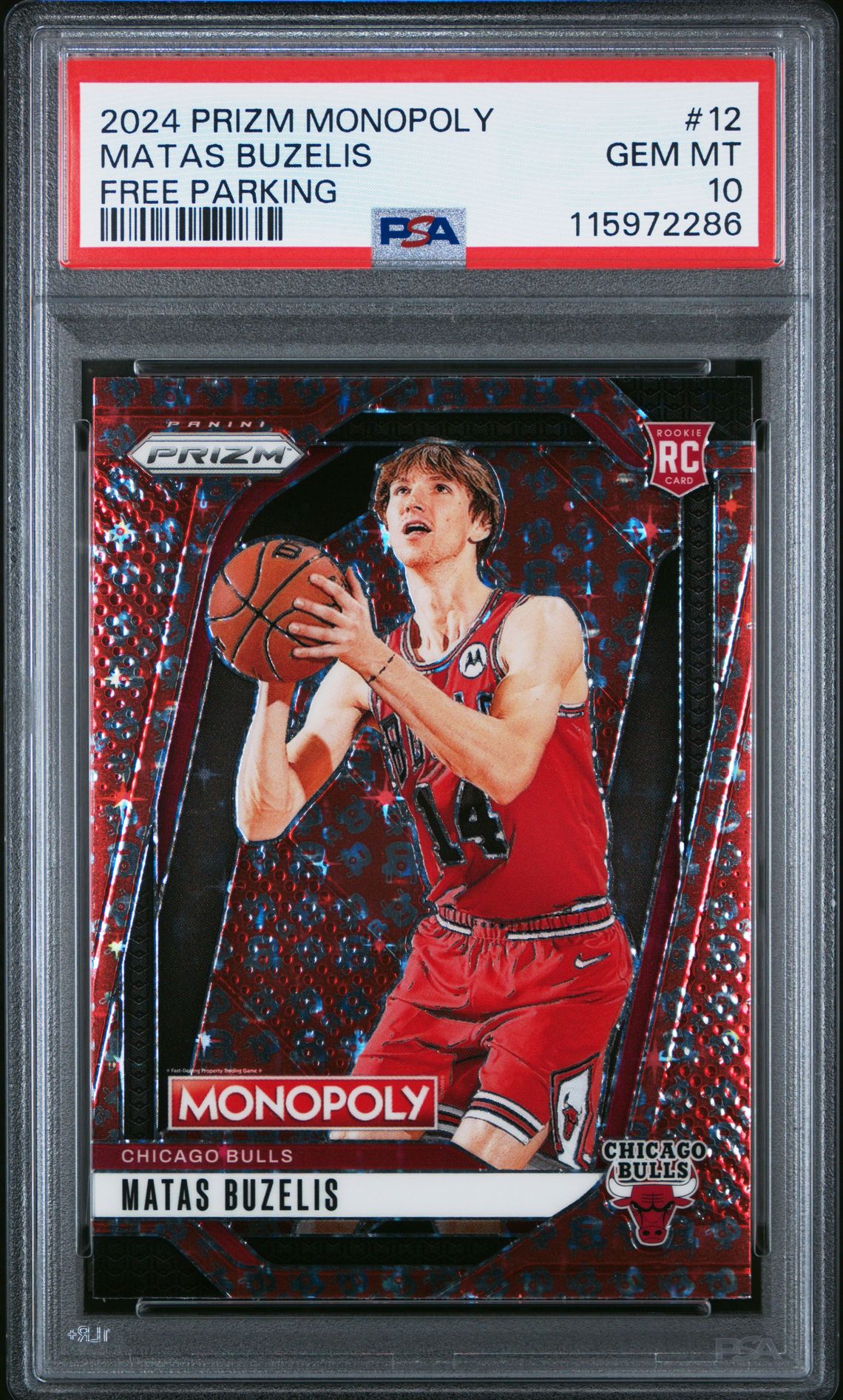 2024 Panini Prizm Monopoly Matas Buzelis #12 (Free Parking) Gem Mt 10 front