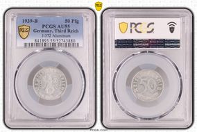 1939-B 50 Pfg J-372 Aluminum AU55