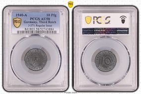 1940-A 10 Pfg J-371 Regular Issue AU58