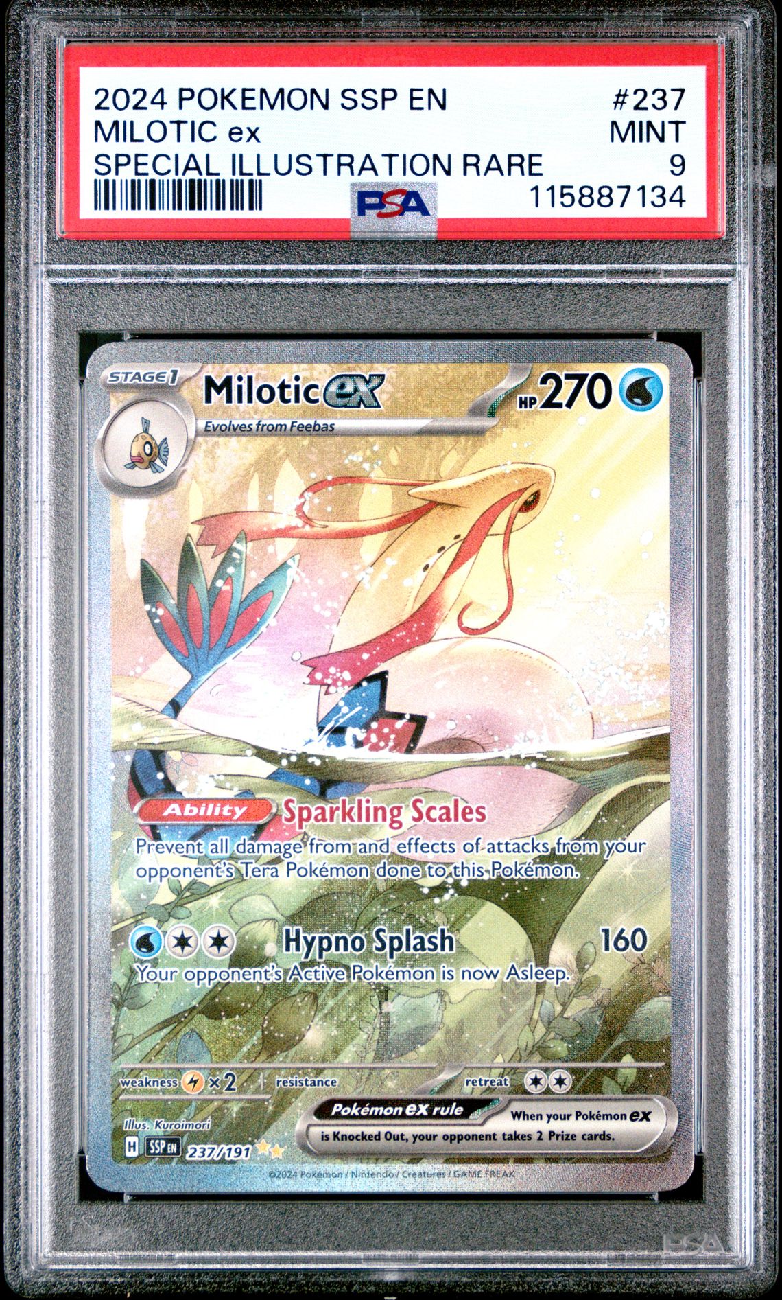 2024 Pokemon Ssp En-Surging Sparks Milotic Ex #237 (Special Illustration Rare) Mint 9 front