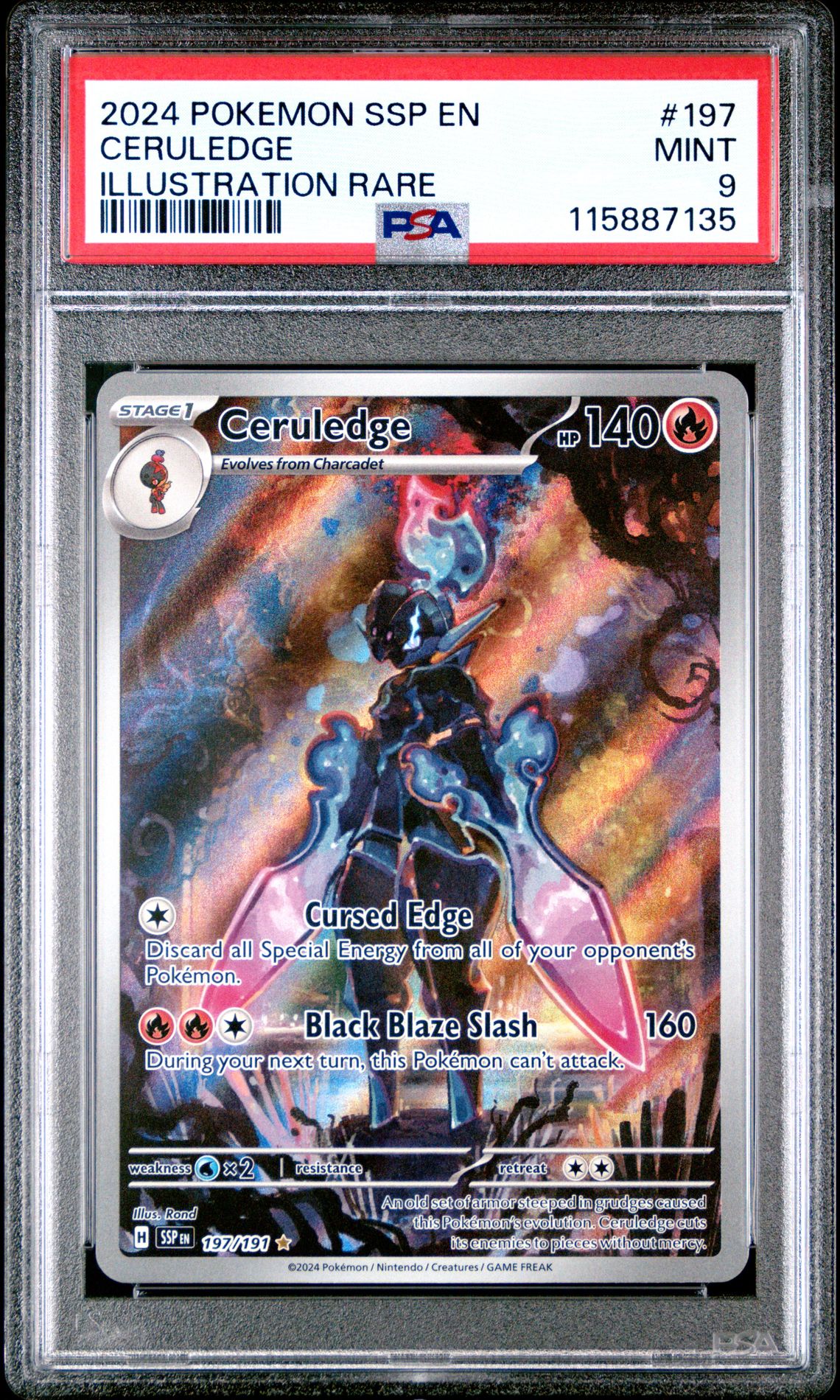 2024 Pokemon Ssp En-Surging Sparks Ceruledge #197 (Illustration Rare) Mint 9 front