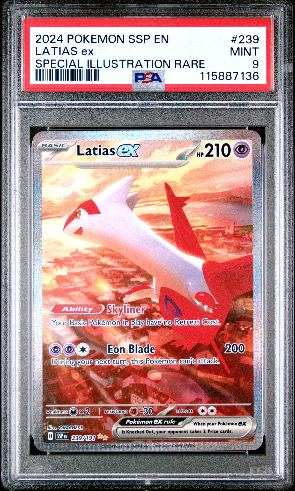 2024 Pokemon Ssp En-Surging Sparks Latias Ex #239 (Special Illustration Rare) Mint 9 front