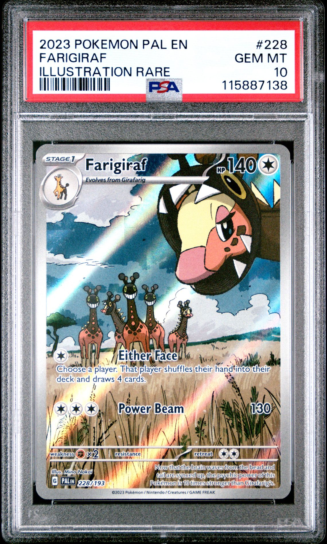 2023 Pokemon Pal En-Paldea Evolved Farigiraf #228 (Illustration Rare) Gem Mt 10 front