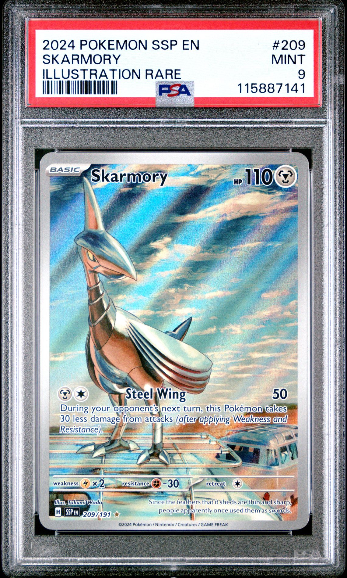 2024 Pokemon Ssp En-Surging Sparks Skarmory #209 (Illustration Rare) Mint 9 front