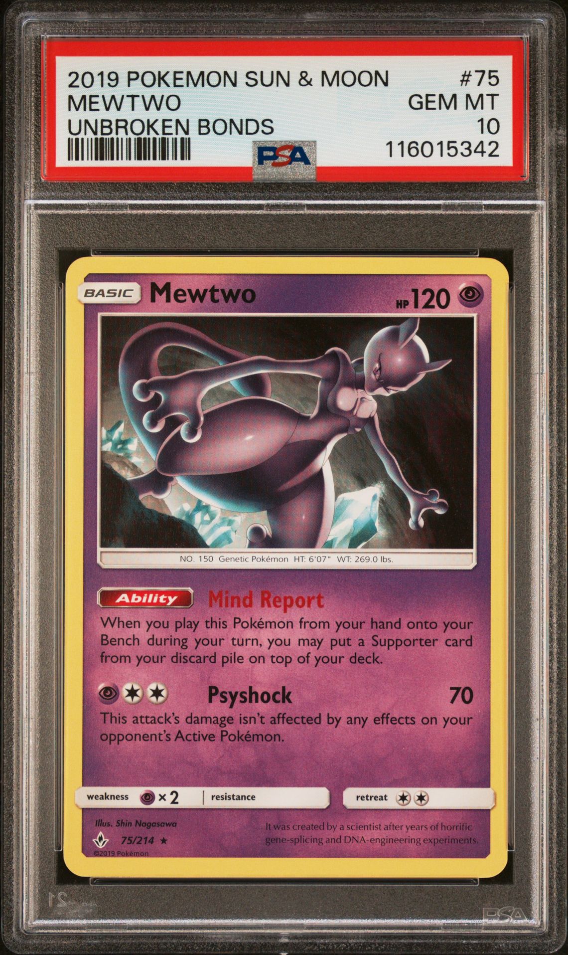 2019 Pokemon POKEMON SUN & MOON UNBROKEN BONDS #75 Mewtwo front