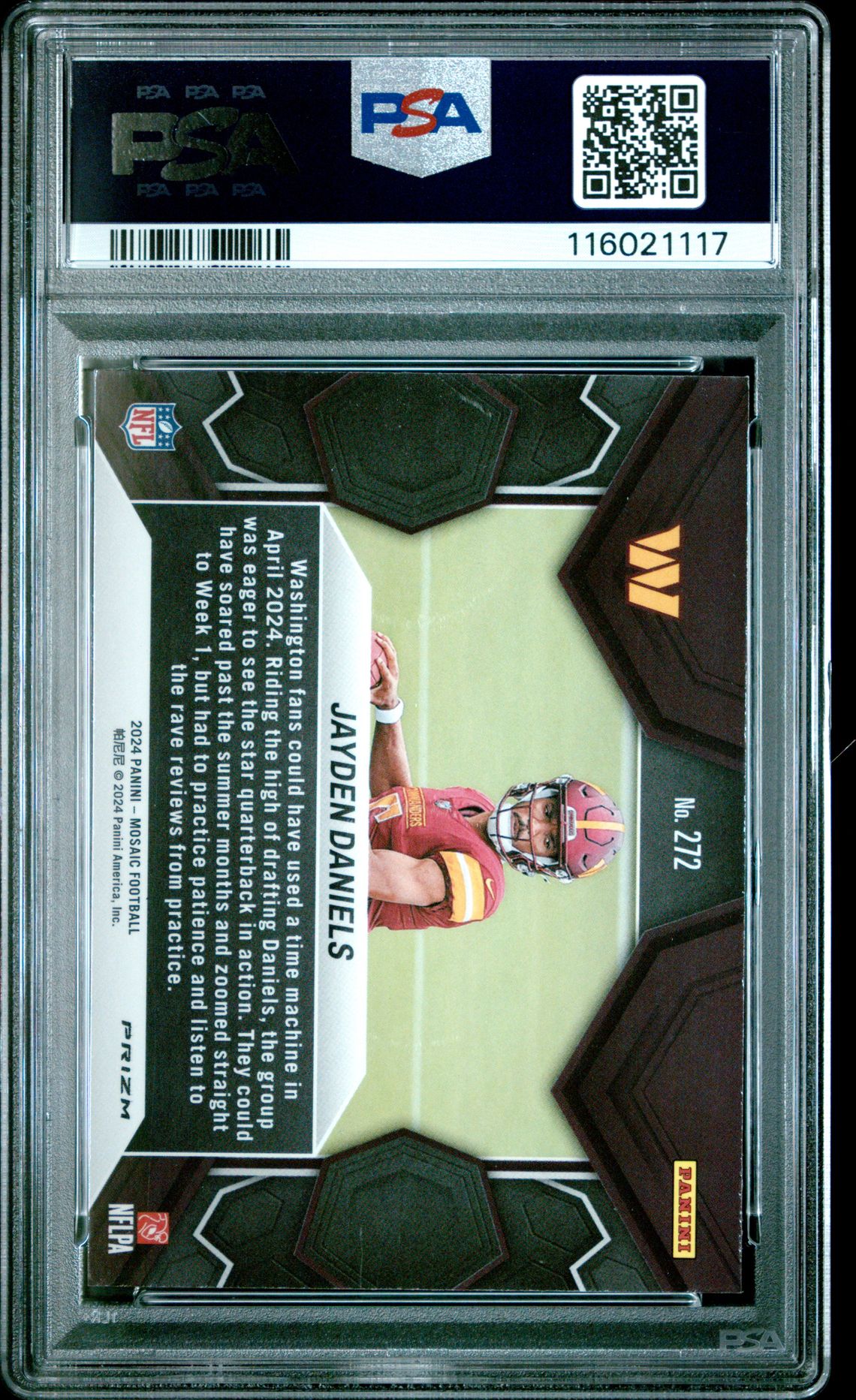 2024 Panini Mosaic Jayden Daniels #272 (Green) Mint 9 back
