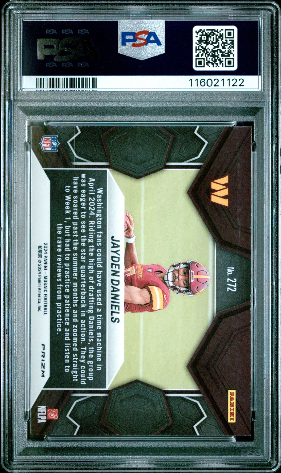 2024 Panini Mosaic Jayden Daniels #272 (Reactive Blue) Mint 9 back