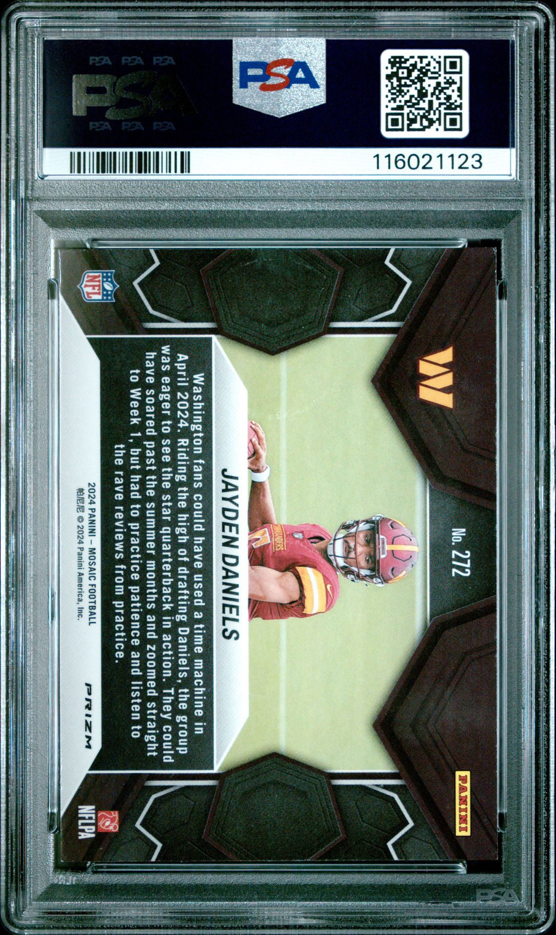 2024 Panini Mosaic Jayden Daniels #272 (Camo Pink) Mint 9 back
