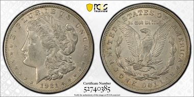 1921 $1 Morgan AU55