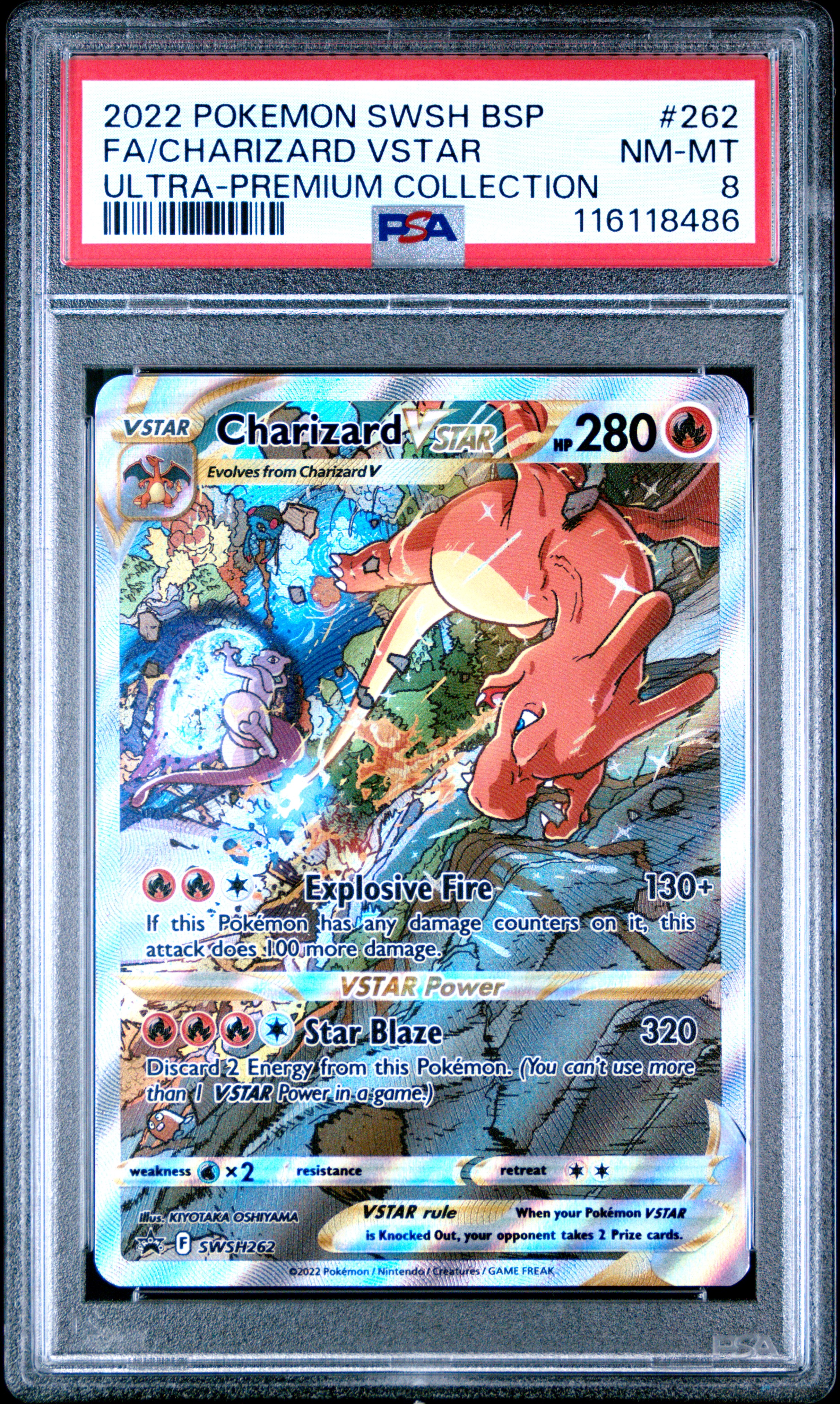 2022 #262 Full Art/Charizard Vstar PSA 8 Swsh Black Star Promo