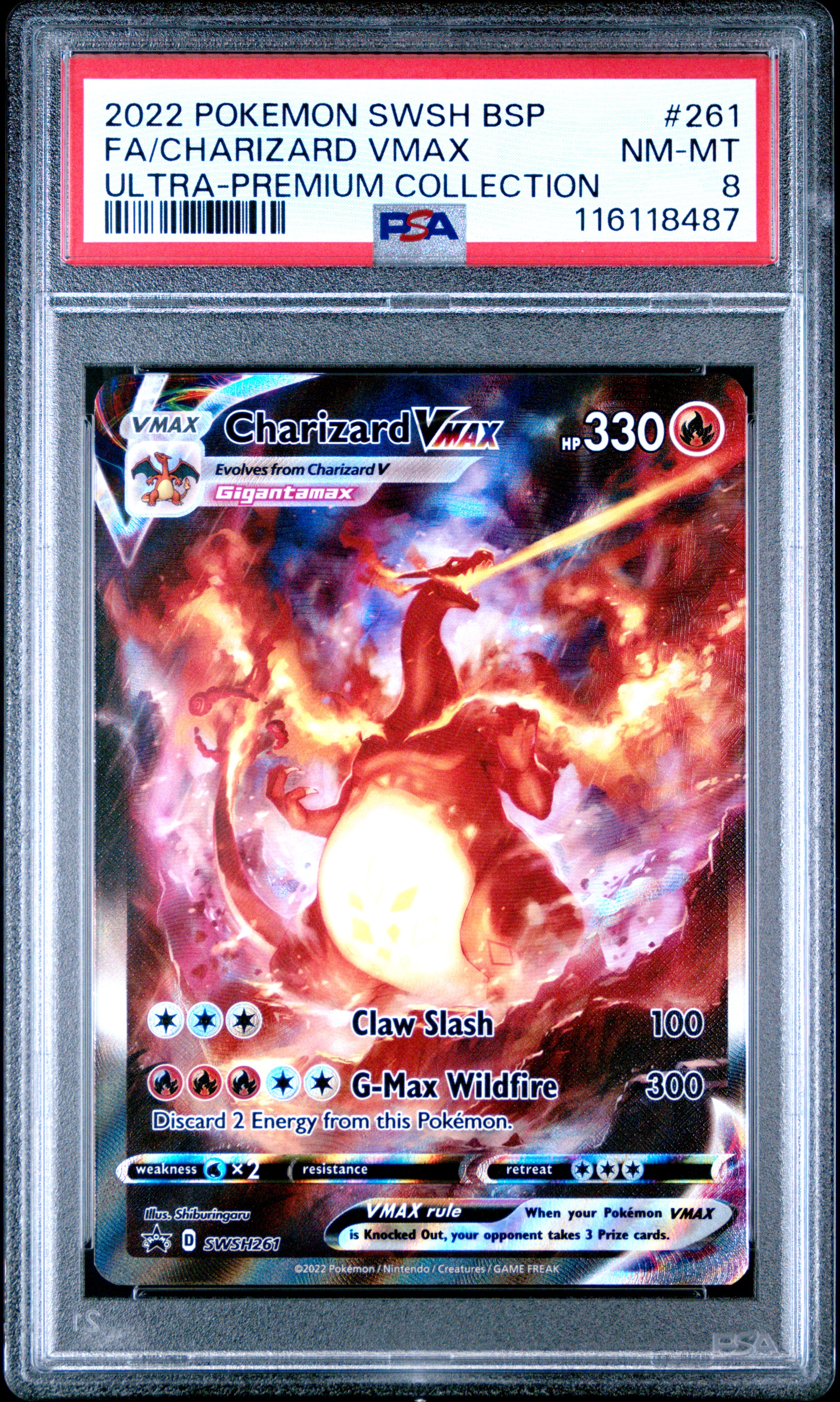 2022 #261 Full Art/Charizard Vmax PSA 8 Swsh Black Star Promo