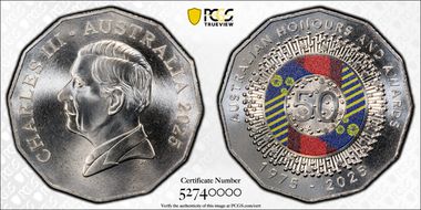 2025 50C Honours and Awards CuNi Colorized MS69