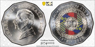 2025 50C Honours and Awards CuNi Colorized MS69