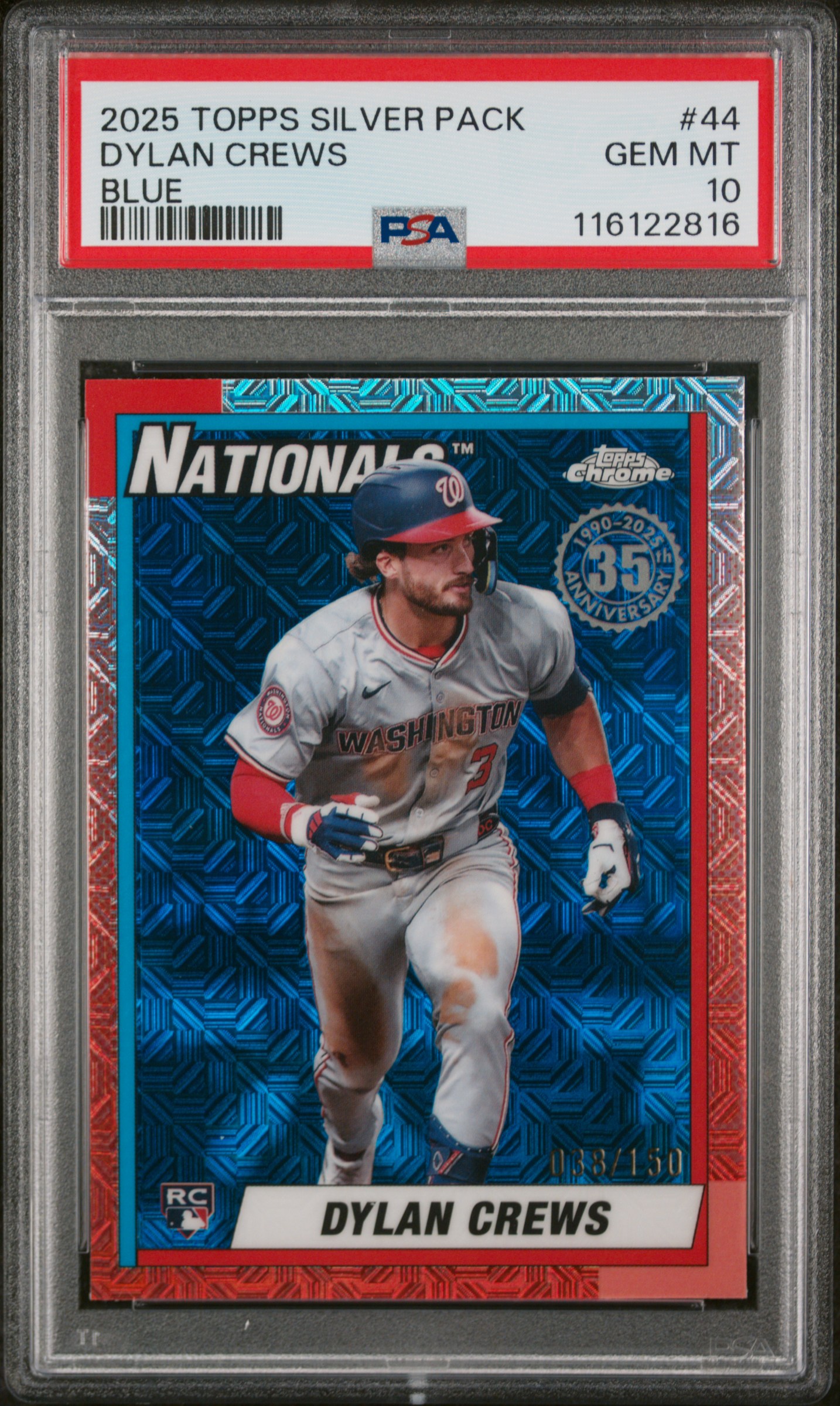 2025 Topps Silver Pack 1990 Chrome Promo Dylan Crews Blue #44 PSA 10