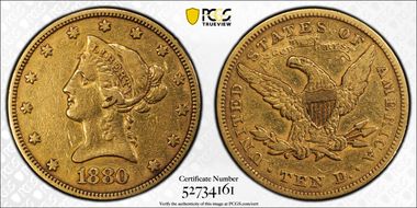 1880 $10 XF40