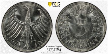 1968-D 5 Mk Regular Issue MS67