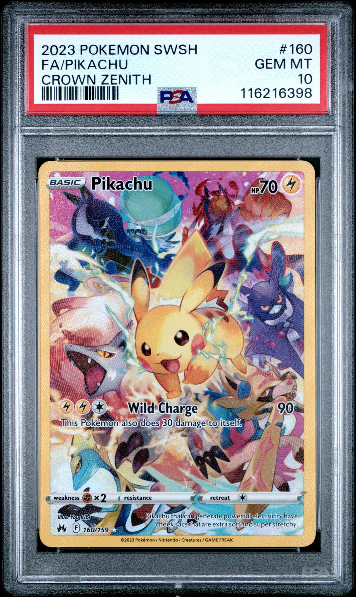 2023 Pokemon Sword And Shield Crown Zenith Fa/Pikachu #160 (Crown Zenith) Gem Mt 10 front