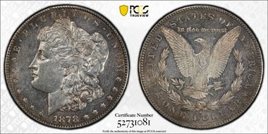 1878-S $1 VAM 81, Lava Wing AU55
