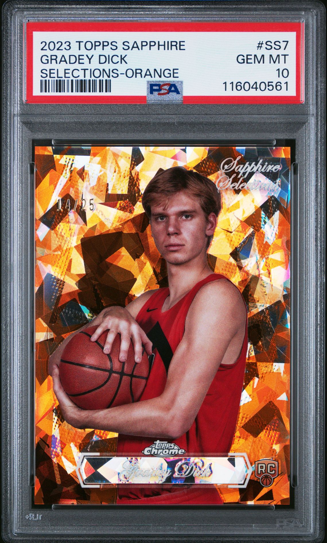 2023 Topps Chrome Sapphire Edition Sapphire Selections Gradey Dick #Ss7 (Selections-Orange) Gem Mt 10 front view - PSA graded GEM MT 10