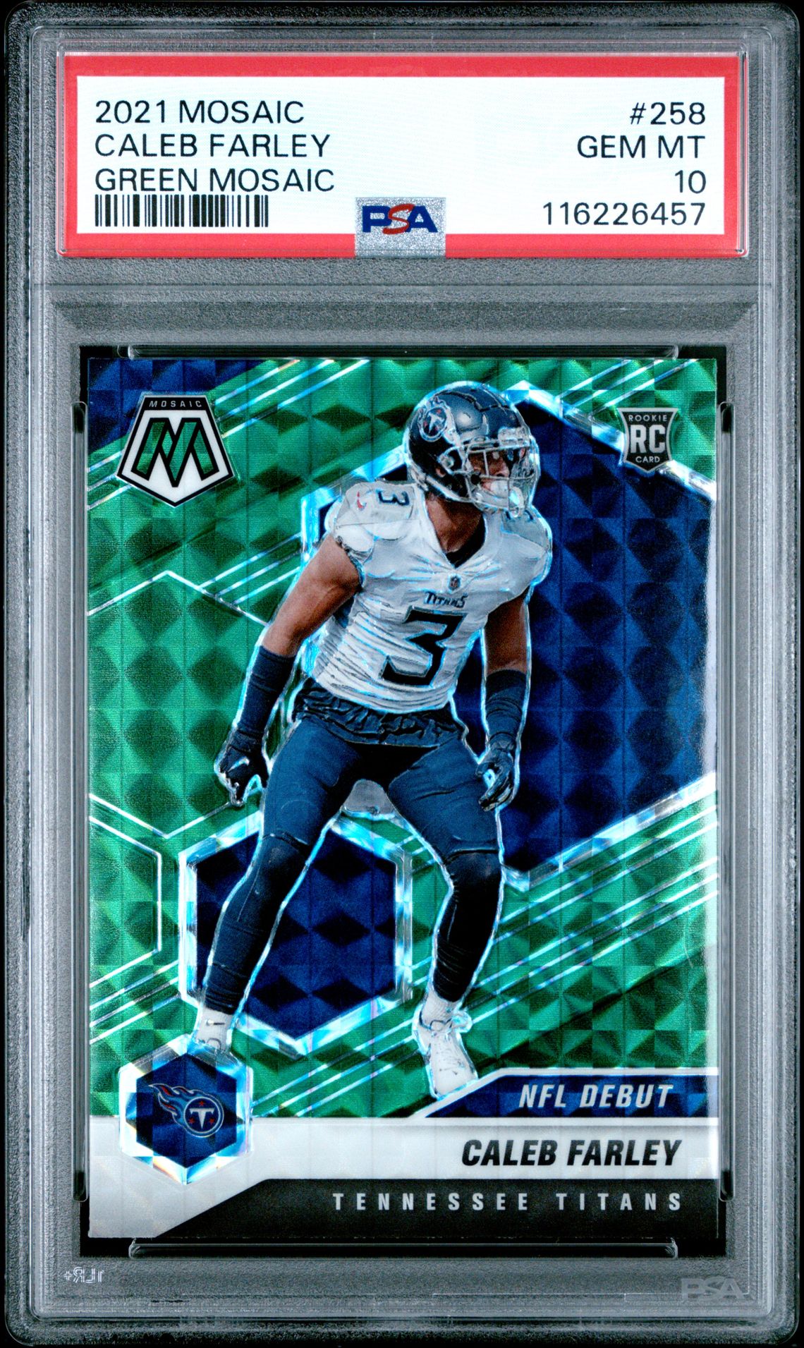 2021 Panini PANINI MOSAIC GREEN MOSAIC #258 Caleb Farley front