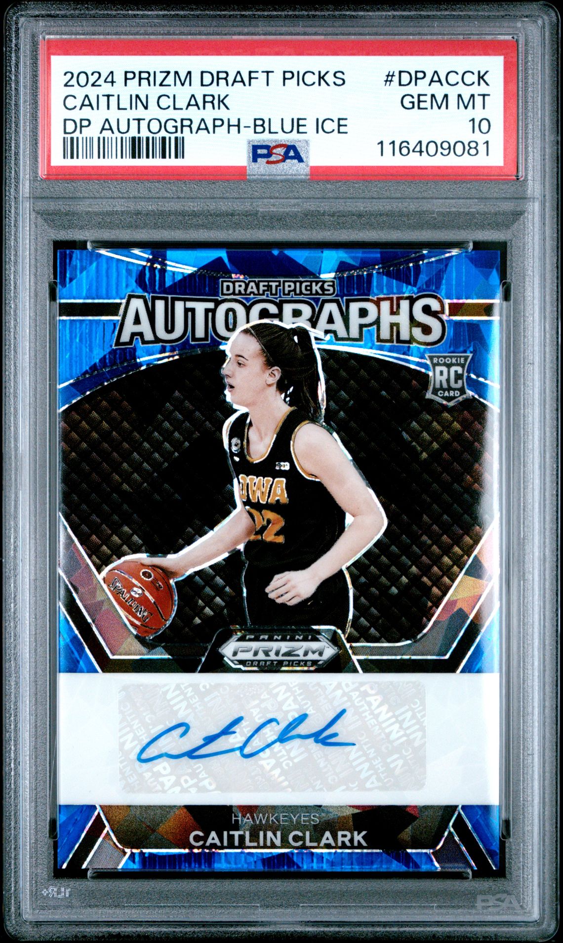 2024 Panini PANINI PRIZM DRAFT PICKS DRAFT PICKS AUTOGRAPHS DP AUTOGRAPH-BLUE ICE #DPACCK Caitlin Clark front