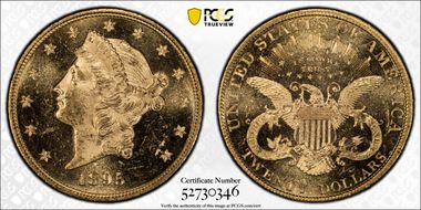 1895 $20 MS63PL